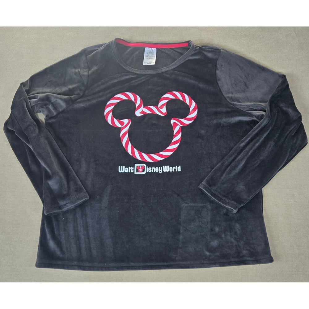 Walt Disney World‎ Candy Cane Mickey Mouse Velour PJ Top only Shirt XL 4L